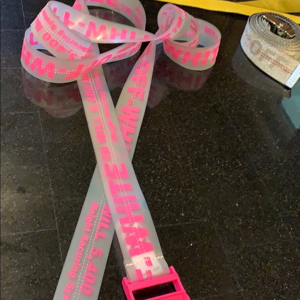 Off White  TRANSPARENT LOGO BELT PINK and CLEAR!!